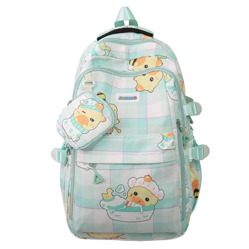 Children's Schoolbag Women's Cartoon Printed Large Capacity Backpack with Coin Purse