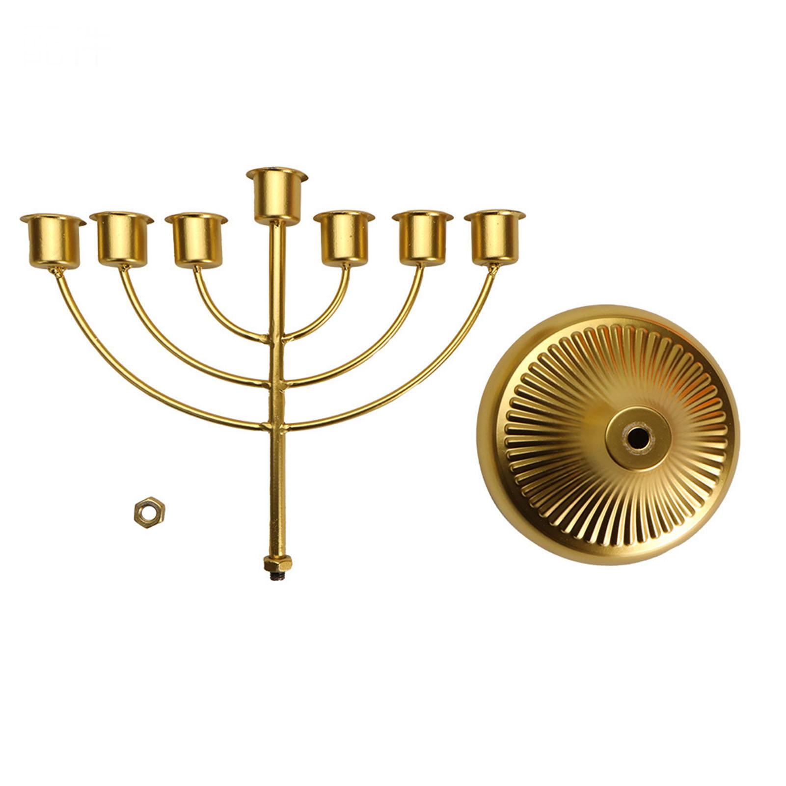 Fishine Gold 7 Arm Candelabra Candle Holder Metal Wedding Candlestick Holder For Party Table Centerpiece Decor 7 Arm Candelabra