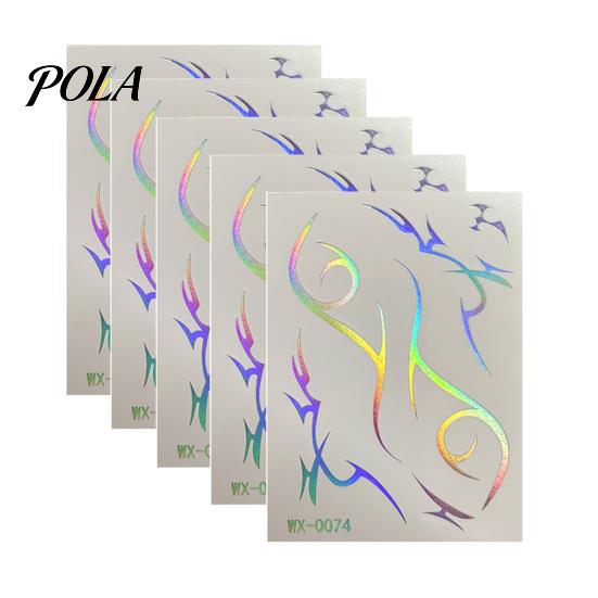 5 Sheets Holographic Lightning Tattoos, Waterproof Flash Temporary Stickers, Full Color Body Art for Festival Party Sale Goods