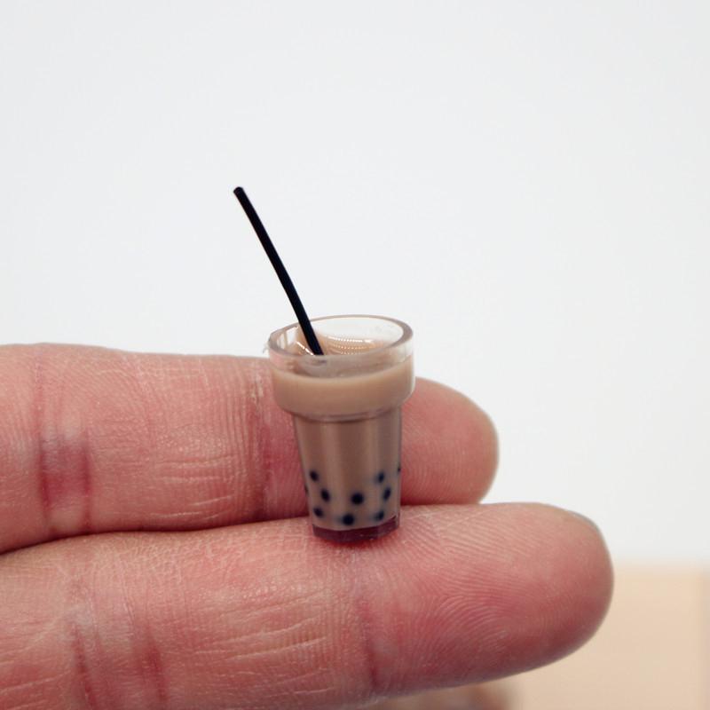 10Pcs Dollhouse Mini Pearl Milk Tea Drink Straw Cup Simulation Miniature Food Model Home Decor Mini Food Toy Model