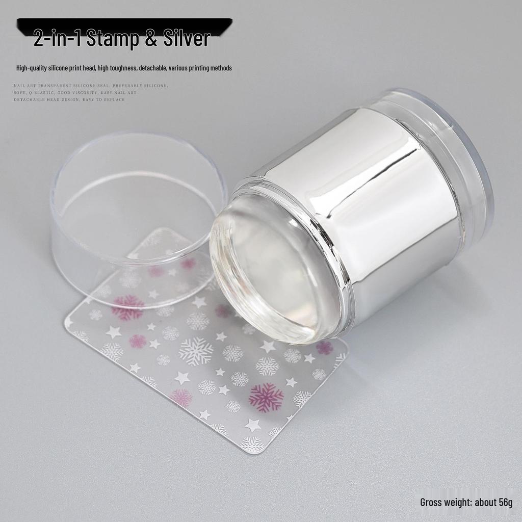 Large Silicone Nail Art Stamp with Lid - Single/Double Head French Design DIY Stamping Tools