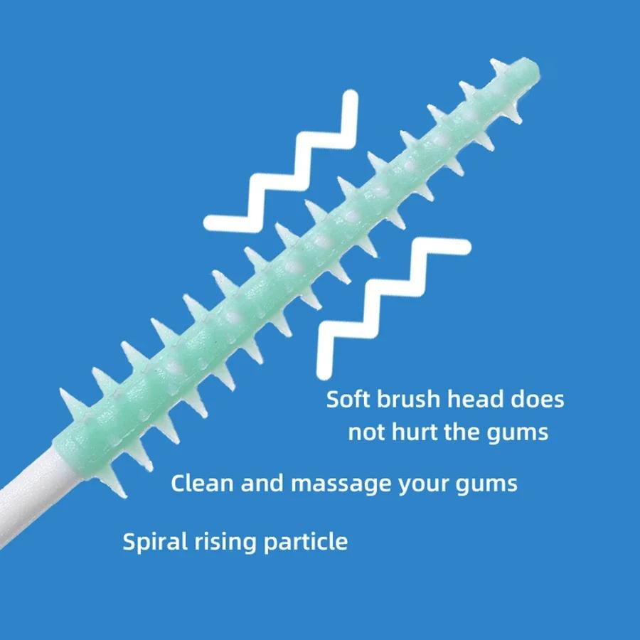 Interdental Silicone Brushes 20 Units Dental Toothpicks Brush Between Teeth Silicone Toothpicks With Thread Oral Cleaning Tools
