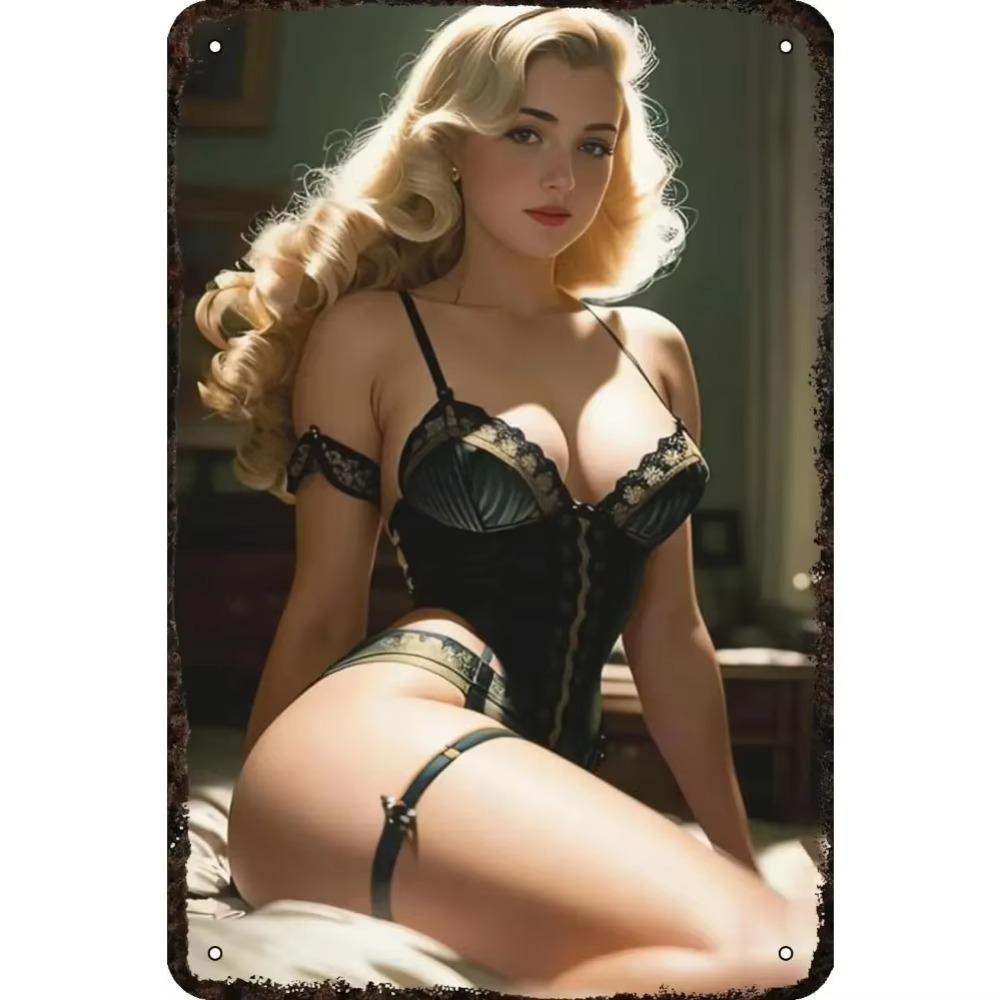 Retro Metalowy Znak Blaszany Pin-up Girl Dekoracja Ścienna Retro do Domu Baru Sypialni