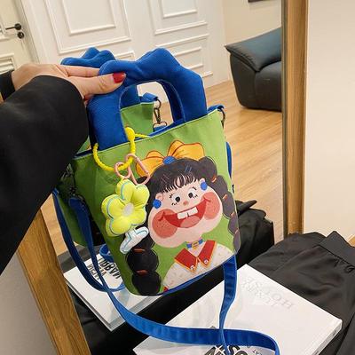 Cartoon Graffiti Cylindrical Crossbody Makeup Handbag & Lunch Box
