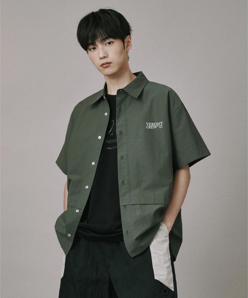 Beodeonteu Oversized Nylon Flap Shirt [Khaki]