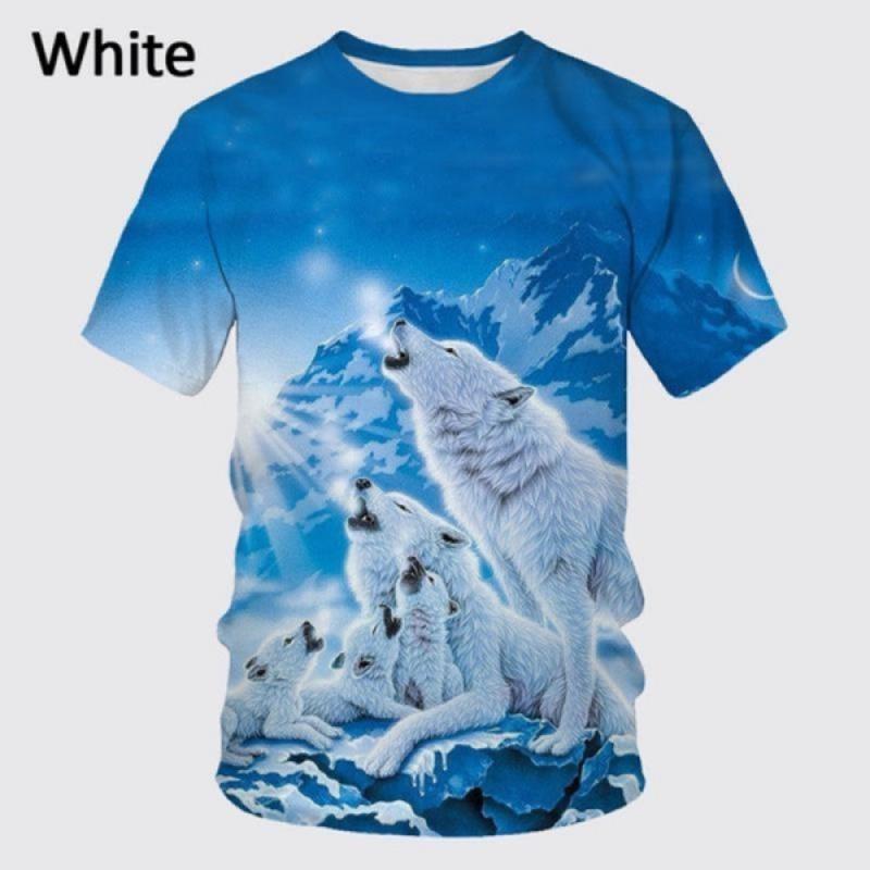 Summer Fantasy New Design Wolf 3D Printing Men's Round Neck New Short-sleeved T-shirt