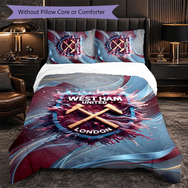 West Ham United Calcio Set Biancheria da Letto 3 Pezzi Morbido Set Copripiumino con Federe Set Decorazione Camera da Letto per la Casa