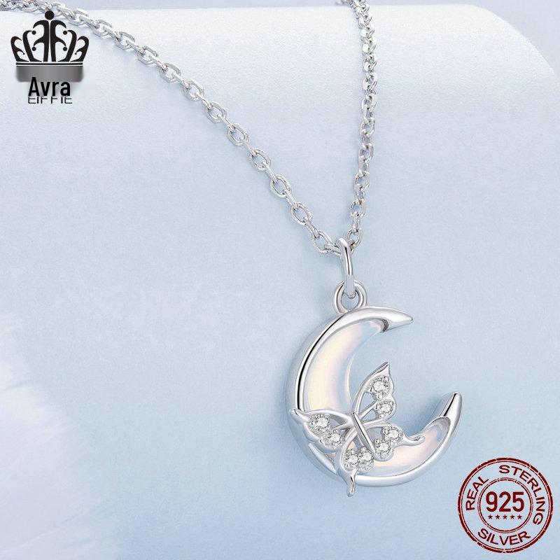 Everjoy Exquisite Moon Butterfly Necklace in S925 Sterling Silver - Versatile Women's Jewelry Accessory