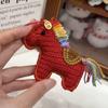 Handmade DIY Crochet Horse Keychain Pendant - Wooden Horse Doll Yarn Kit
