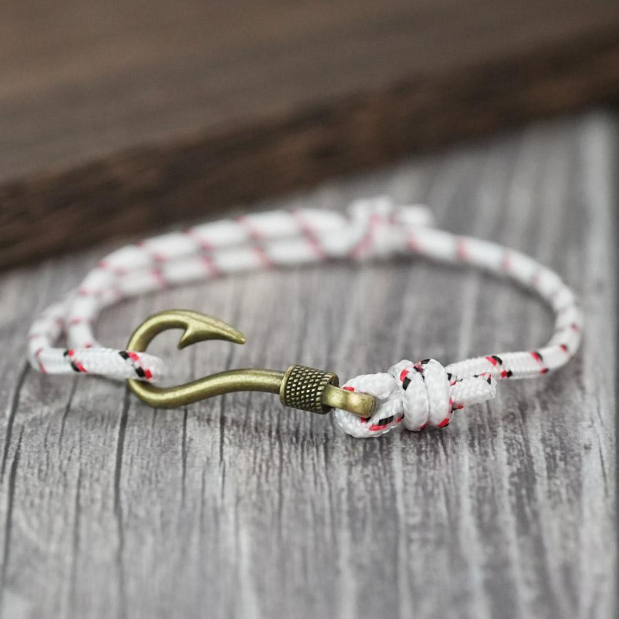 Retro Fishhook Bracelet Men Multicolour Adjustable Nautical Beach Surfing Hand Accessories Lucky Red Paracord Braclet Pulseras
