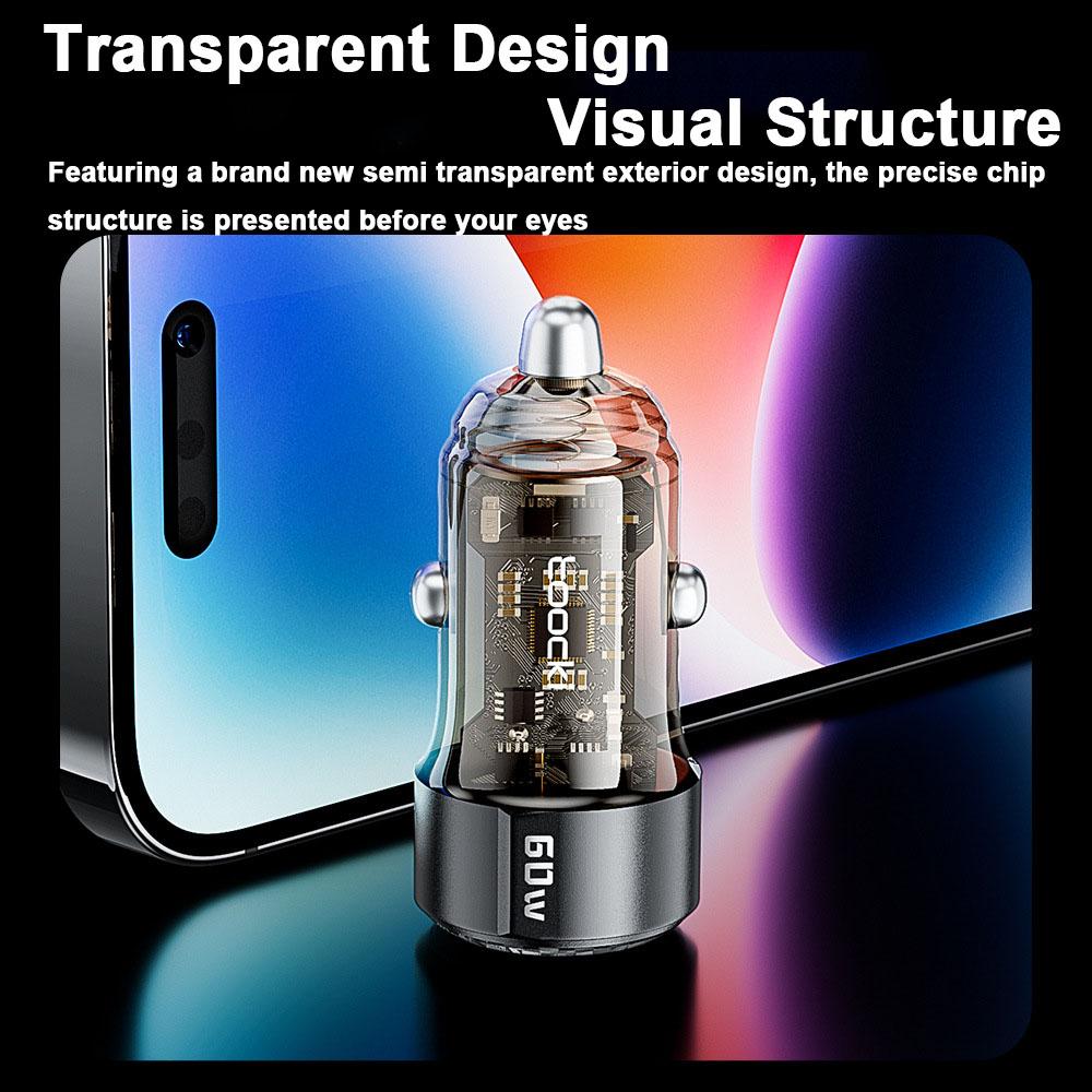 Car Charger Fast Charging PD 60W QC3.0 USB C Car Phone Charger Type C Adapter in Car for IPhone 1413 12 Xiaomi 13 12