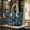 Halloween Dark Spooky Castle Printed Tote Bag Large Capacity Casual Shoulder Bag For Daily Use