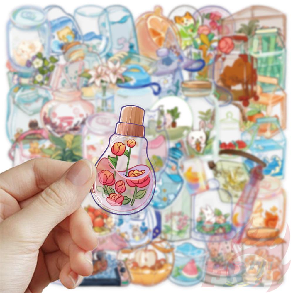 50Pcs/Set Crystal Bottle Art PET Stickers Waterproof DIY Fashion Doodle Decals Stickers