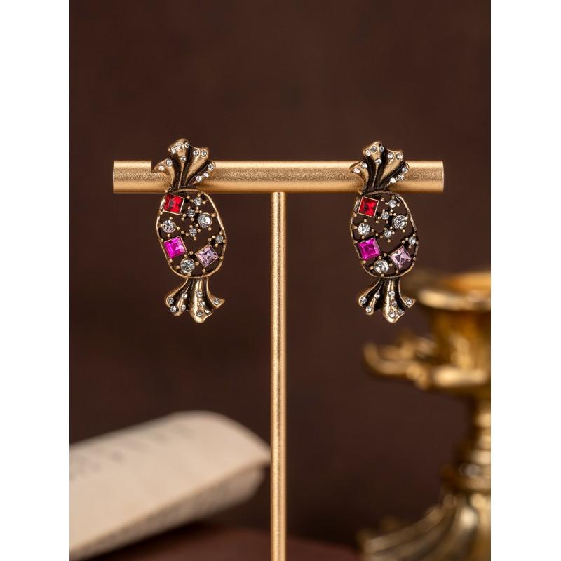 Vintage Studded Candy Earrings With A Temperament Versatile Personality Adorned Colorful Zircon