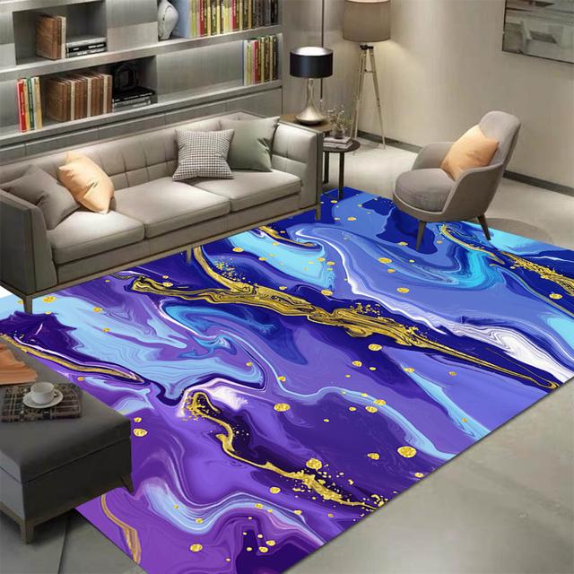 Ink Splashed Gold Oil Painting Abstract Carpets Washable Without Fading Large Area Floor Mat for Living Room Bedroom Decor