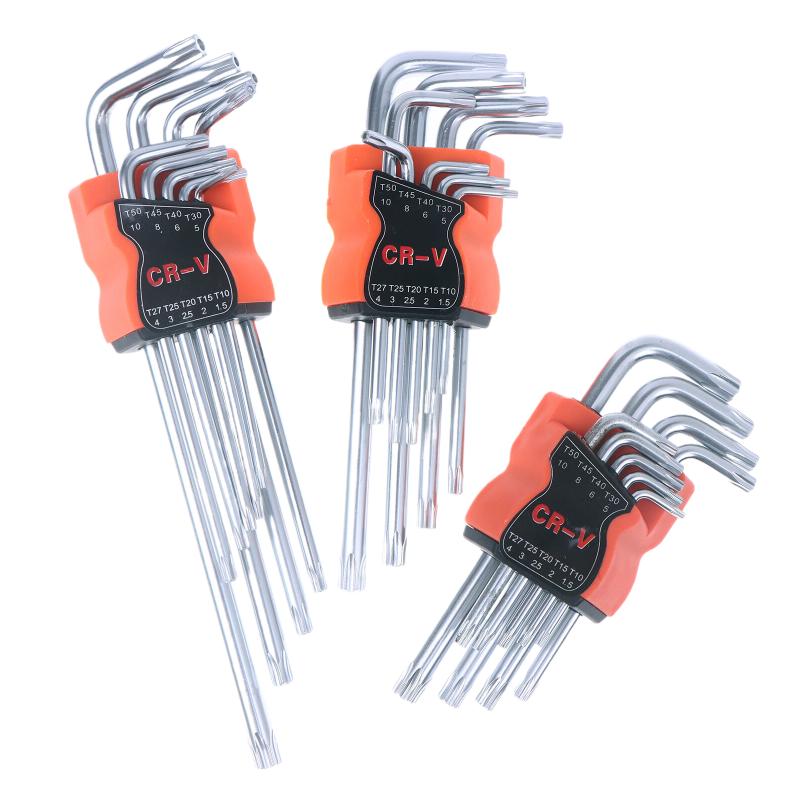 9dílná sada hvězdicových klíčů Torx Imbusové klíče Šestihranný klíč Oboustranný Hvězdicový šroubovák typu L Ruční nářadí pro kutily a domácí opravy