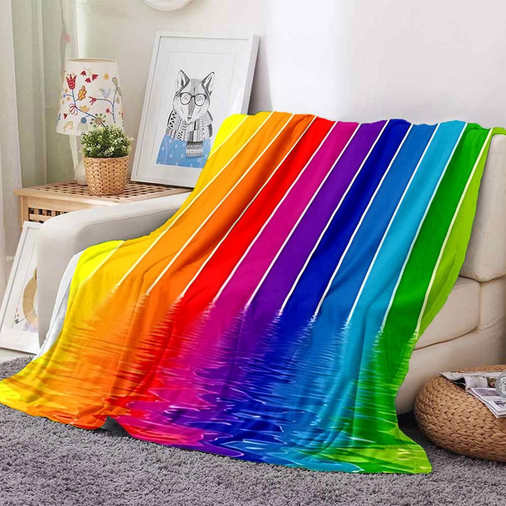 1pc Rainbow Waterfall Lightweight Flannel Blanket, Comfortable and Warm Blanket, for Office and Camping Sofa Bed, Livingroom137
