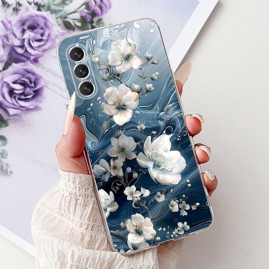 For Samsung Galaxy A24 4G Case SM-A245F Cover Fashion Flower Marble Soft Silicone Phone Covers For Samsung A14 A34 A54 5G Fundas