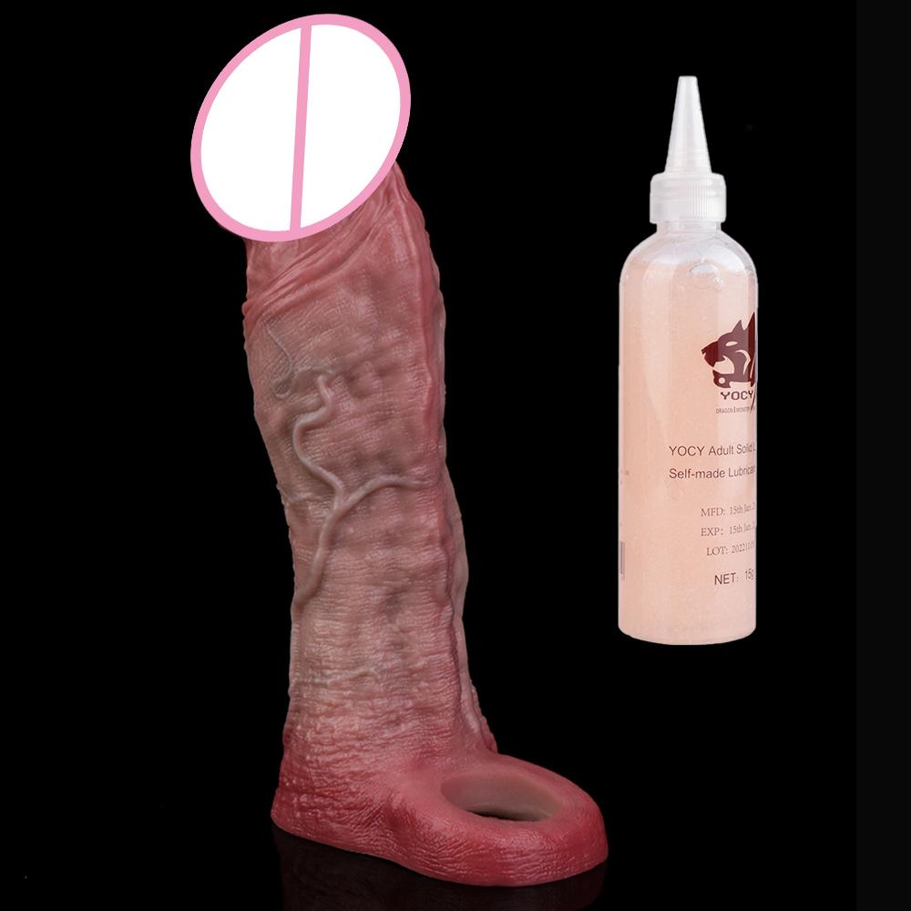 SXXY Multi-Types Skin Touch Hollow Dildo Silicone Male Dick Extender Realistic Delay Ejaculation Sex Toys For Men 18+ Couple Sex