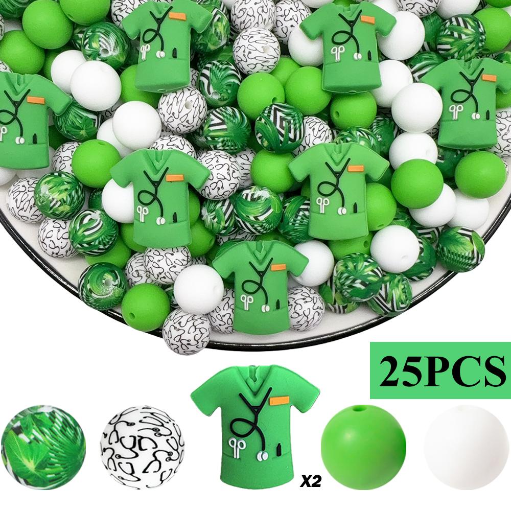 

25/43/51PCS 3D Nurse Series Silicone Bead Set, perfect for DIY handmade crafts such as keychains, necklaces, bracelets, etc