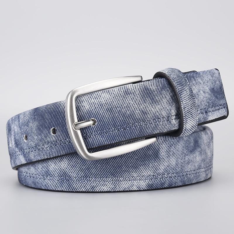

Ремень Креативный мужской ремень из искусственной кожи с пряжкой, модный кожаный ремень с узором из денима для брюк 125cm синий