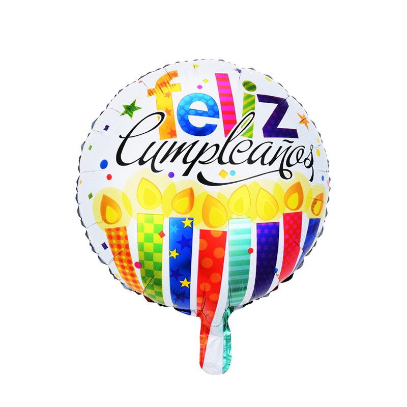 18 Inch Spanish Happy Birthday Round Aluminum Film Balloon Spanish Birthday Party Decoration Balloon