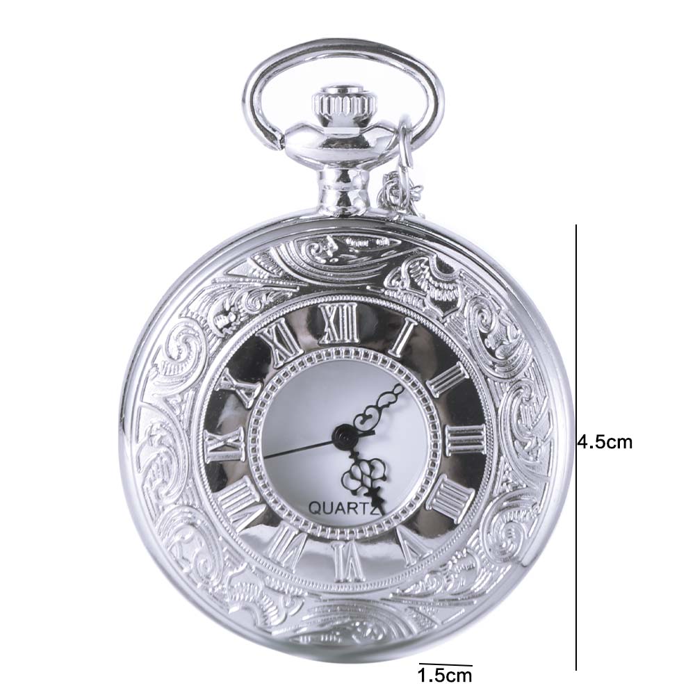 Roman Scale Display Bronze Chain Clock Quartz Pendant Retro Hanging Watch Cosplay