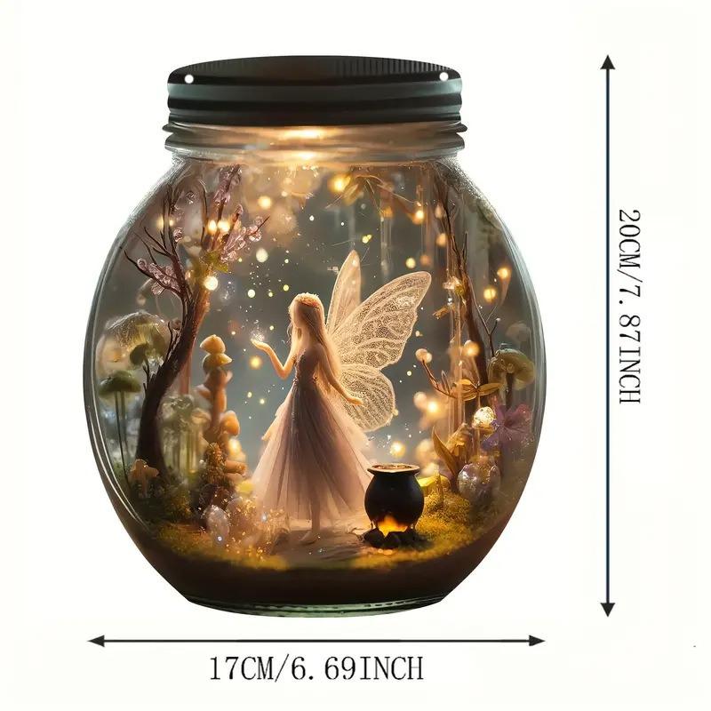 

Boho Fairy Solar Jar Hanging Signage Enchanted Forest Themed Acrylic Decor, Wall Decor Art, Four Seasons Decoration, novelty Home Decor 17*20cm