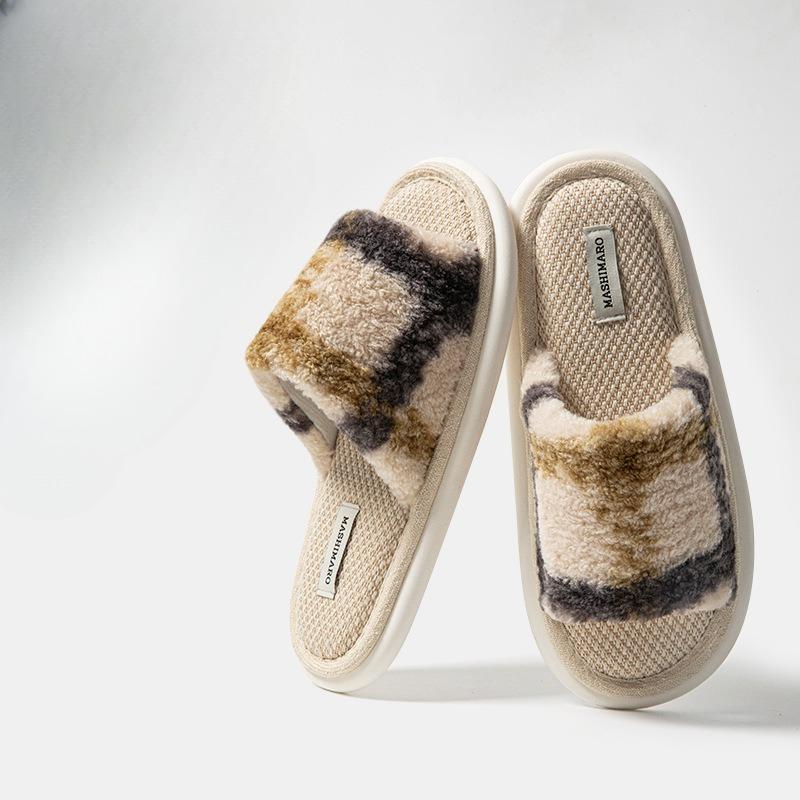 

Fashion Women Home Slippers Comfortable Anti Slip Platform Ladies Summer Indoor Slipper Fashionable Linen Slippers Breathable Floor Shoe 44-45