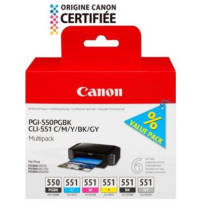 CANON Packung mit 5 Tintenpatronen PGI-550 / CLI-551 Schwarz/Cyan/Magenta/Gelb/Grau
