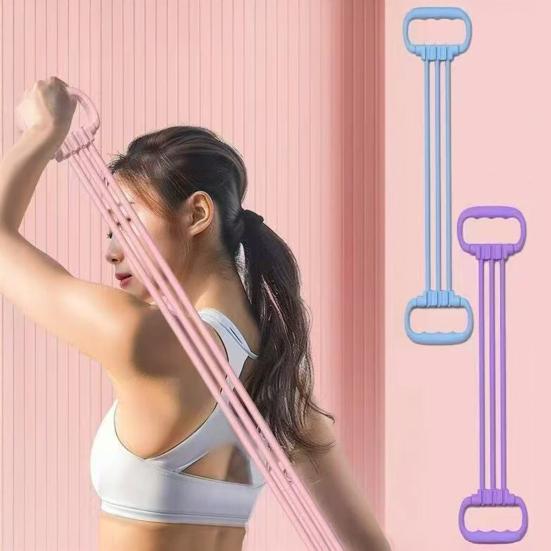 Adjustable Figure 8 Resistance Band Arm Shoulder Stretch Strength Training Fitness Elastic Strap 6-Tube Men Women Anti-slip Tension Rope