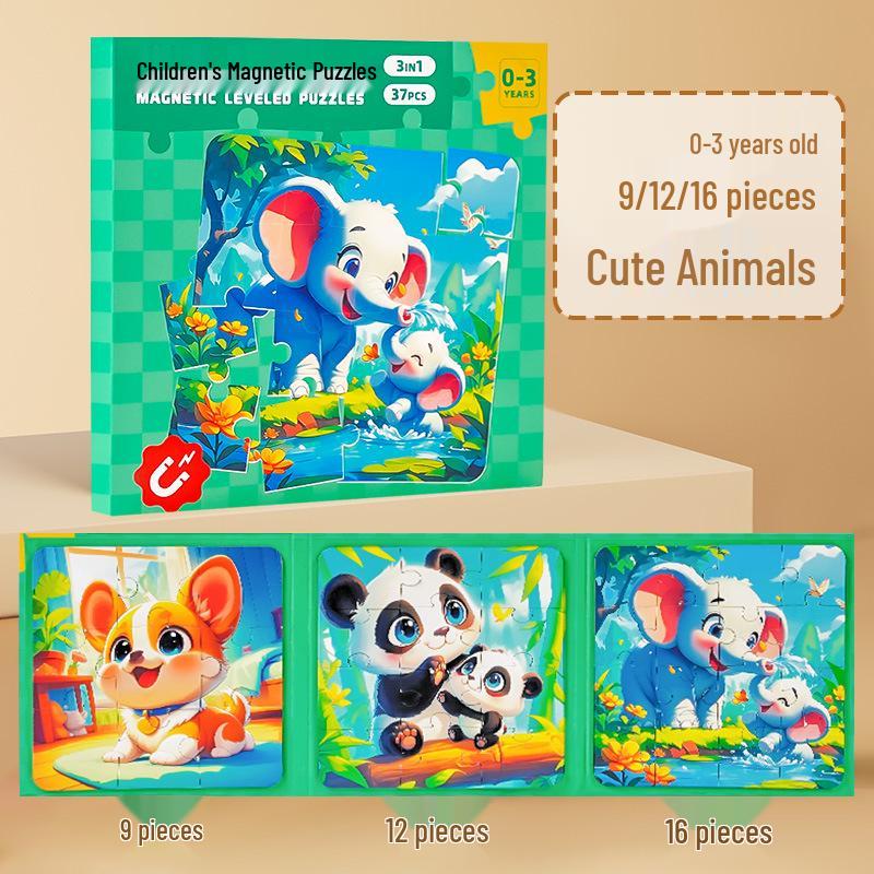 Advanced Magnetic Animal Puzzle for Toddlers (Ages 3-6) - Educational and Enlightening Three-in-One Toy