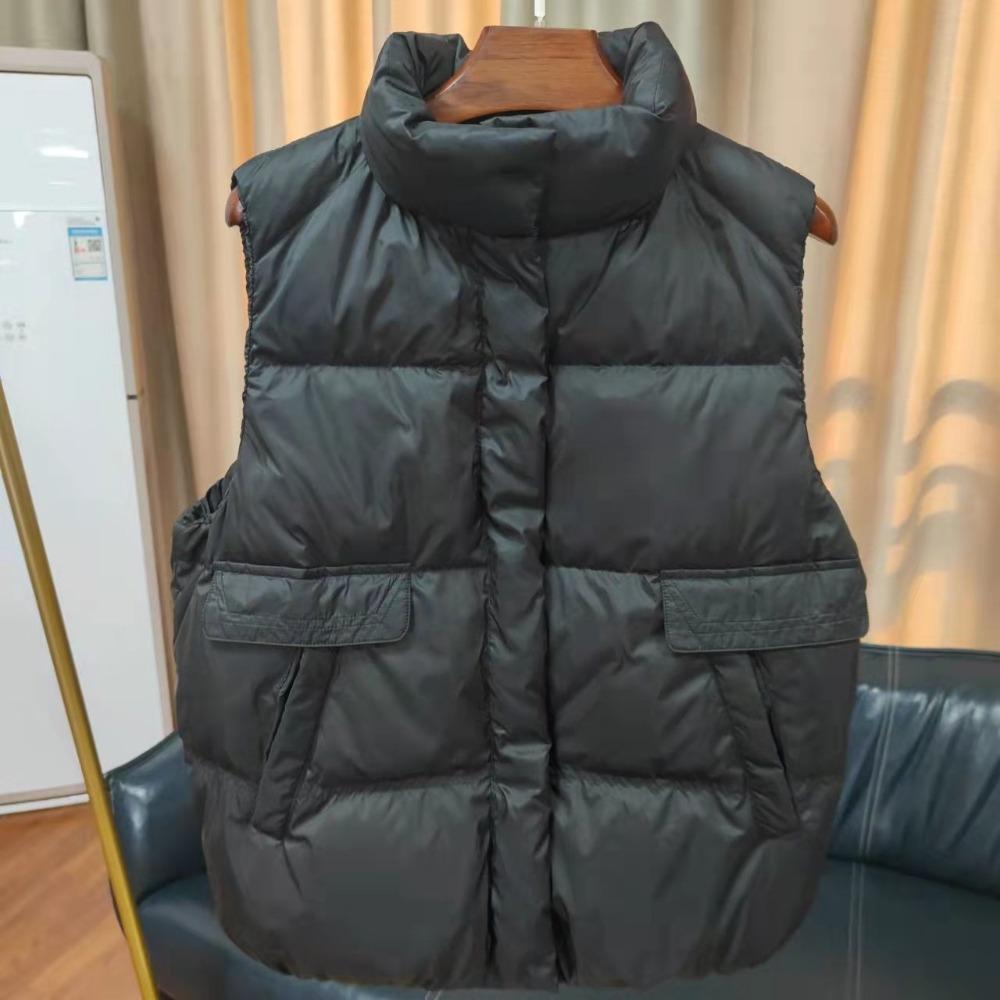 Women s Stand Collar Sleeveless Down Vest Loose Fit Commuter Style Puffer Gilet S чёрный