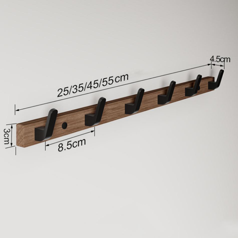 Wood Wall Hook White Black Aluminum Creative 3 4 5 6 Row Hooks for Bathroom Kitchen Door Decorative Coat Towel Key Holder Hanger
