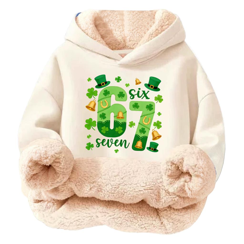 Children's Fashionable Printing Casual Fleece Hooded Loose Fit Hoodie Without Pockets
