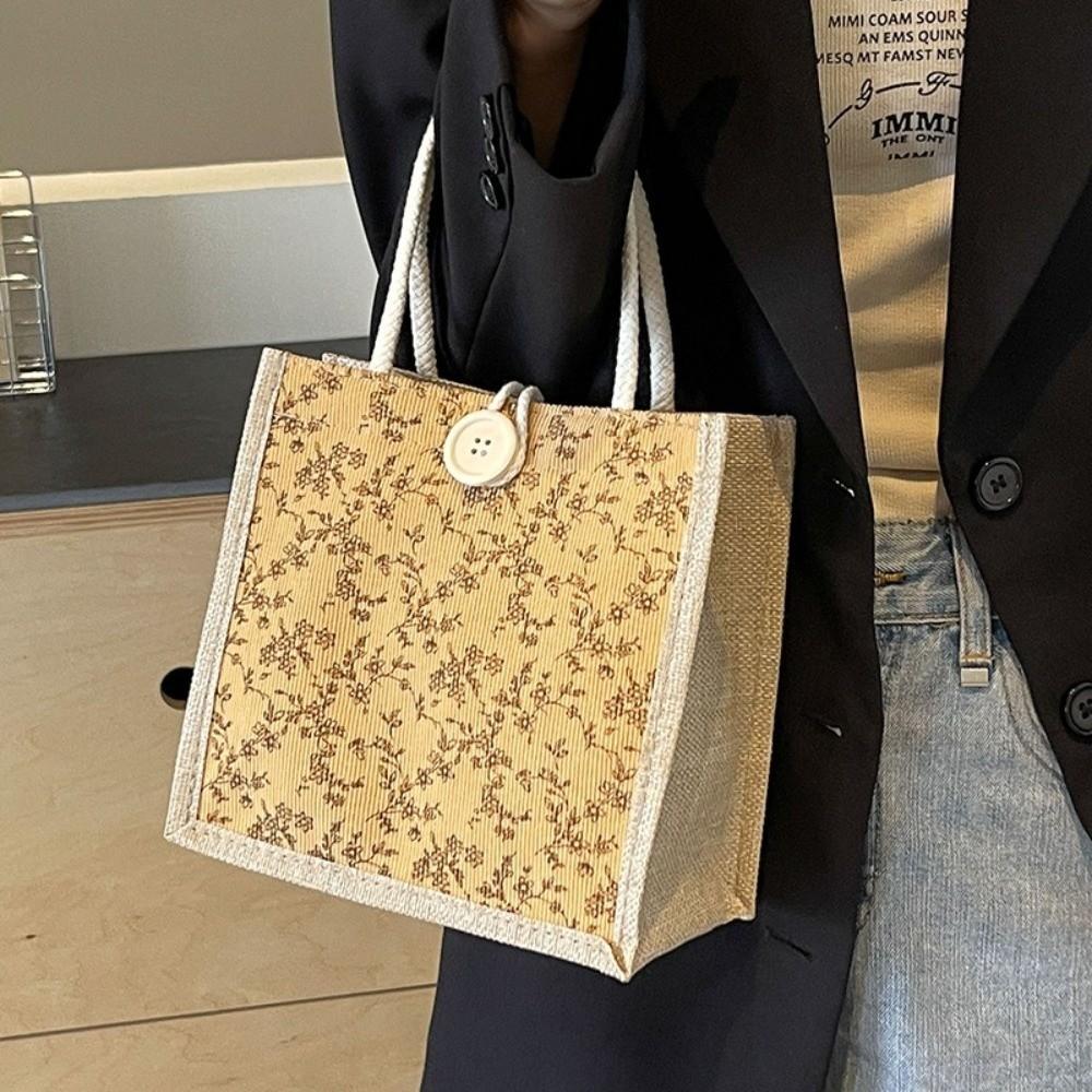 New Floral Print Handheld Bag Versatile Portable Tote Bag Casual Commuting Bag Women