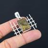 Rectangle Wood Jasper Gemstone Wedding Daughter Boho Pendant 925 Sterling Silver