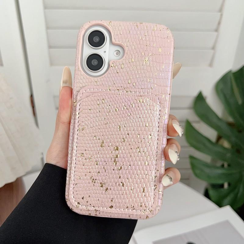 

Luxury Wallet Card Slots Case for iPhone 16 15 14 Pro Max 11 12 13 15 Pro Plus Crystal Lizard Design Hard Shockproof Phone Cover for iPhone 14
