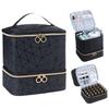 Double-Layer Makeup and Nail Polish Storage Bag - Holds 30 Bottles, Fashionable Large Capacity Handbag for Manicure Tools.