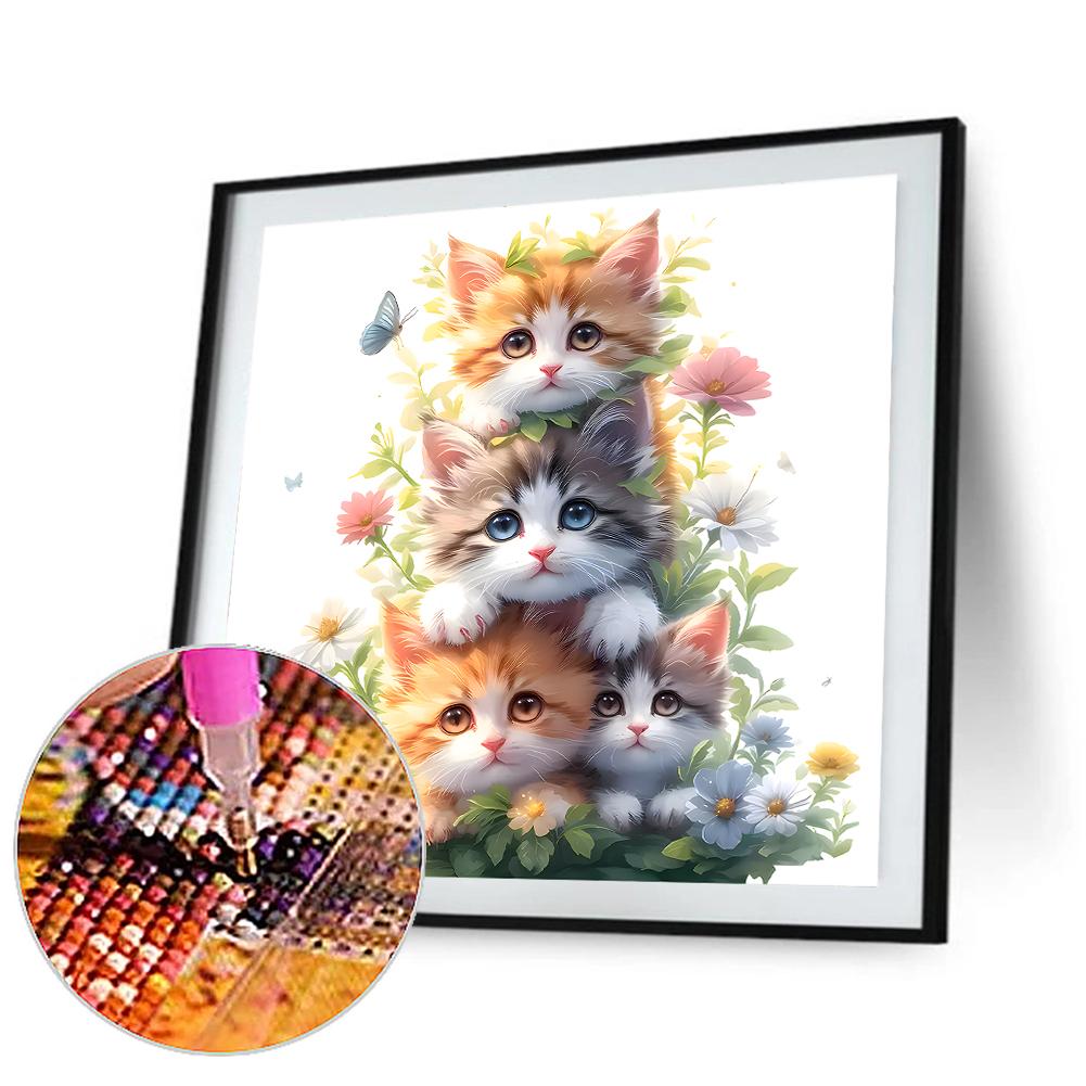 

# Peinture Diamant 5D à faire soi-même, perceuse ronde complète, Kit de Chat, dé