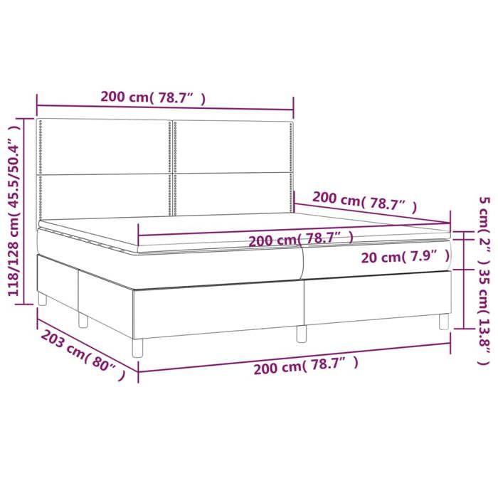 VidaXL Slatted Bed Base with Mattress and LEDs, Upholstered Bed with Headboard, Double Bed, Adult Bedroom Bed, 3135381