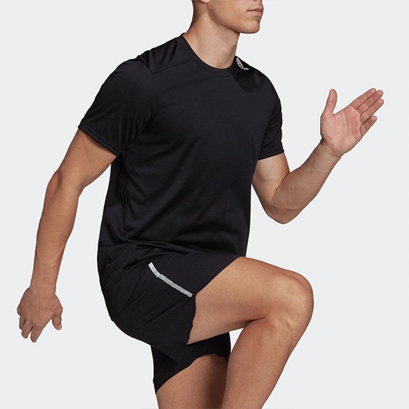 Adidas T Shirts Men's Black Crew Neck Moderate Straight Fit HC9836