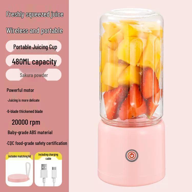 

Compact Wireless Juicer Cup with Pulp Separation рожевий