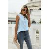 Spring Summer Solid Color Shirt Loose Fit V Neck Sleeveless Lace Trim Top Elegant Casual Blouse Everyday Wear Stylish And Comfortable Women Apparel