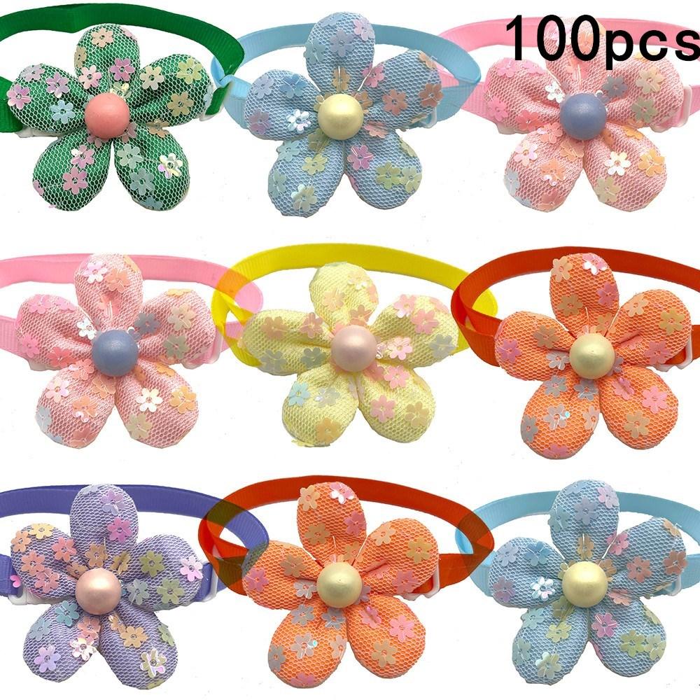 50/100pcs Pet Dog Grooming Supplies Cute Flower Style Puppy Dog Collar Bow Ties Accessories Cute Dogs Bow Tie Necktie