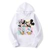 Disney Mickey Minnie Casual Women's Hoodie Cartoon Minnie Pattern Pullover Brushed Warm Sweatshirt Loose and Comfortable Top