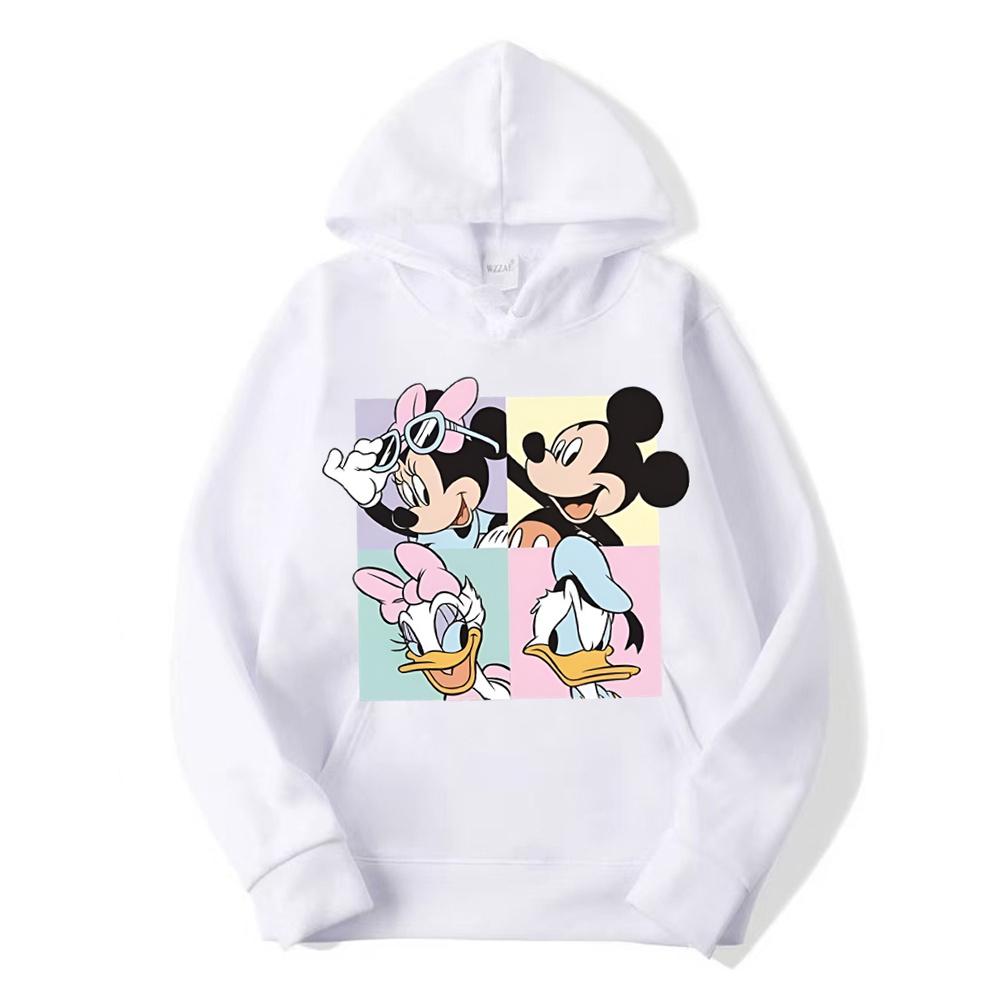Disney Mickey Minnie Casual Women's Hoodie Cartoon Minnie Pattern Pullover Brushed Warm Sweatshirt Loose and Comfortable Top