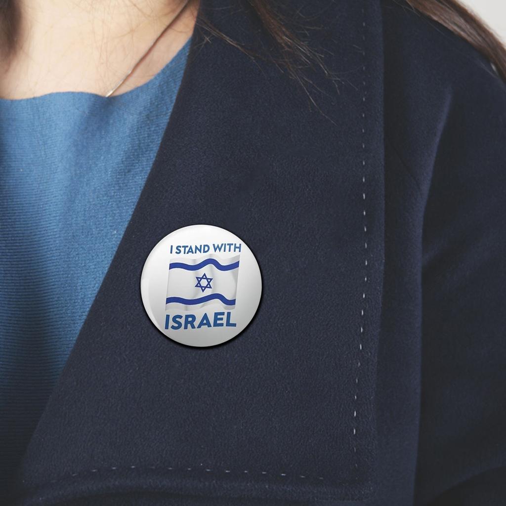 I Stand With Israel Flag Round Badge Button Pin Brooch Decoration