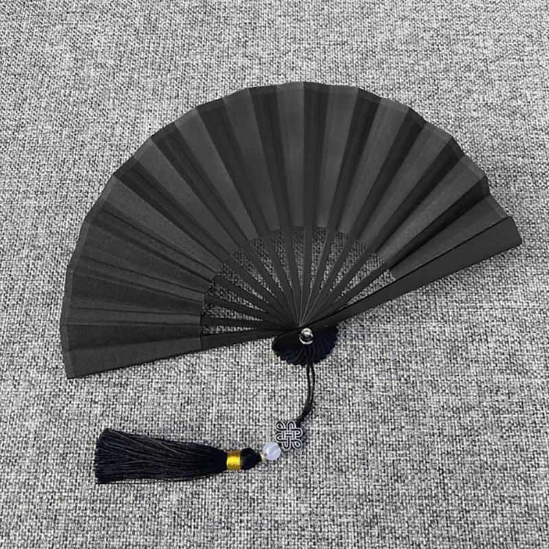 

13/16cm Mini Chinese Folding Bamboo Fan Blank Hand Paper Fans Antique Tassel Bamboo Handle Hand Party Decor Ornaments Gift 16.5cm