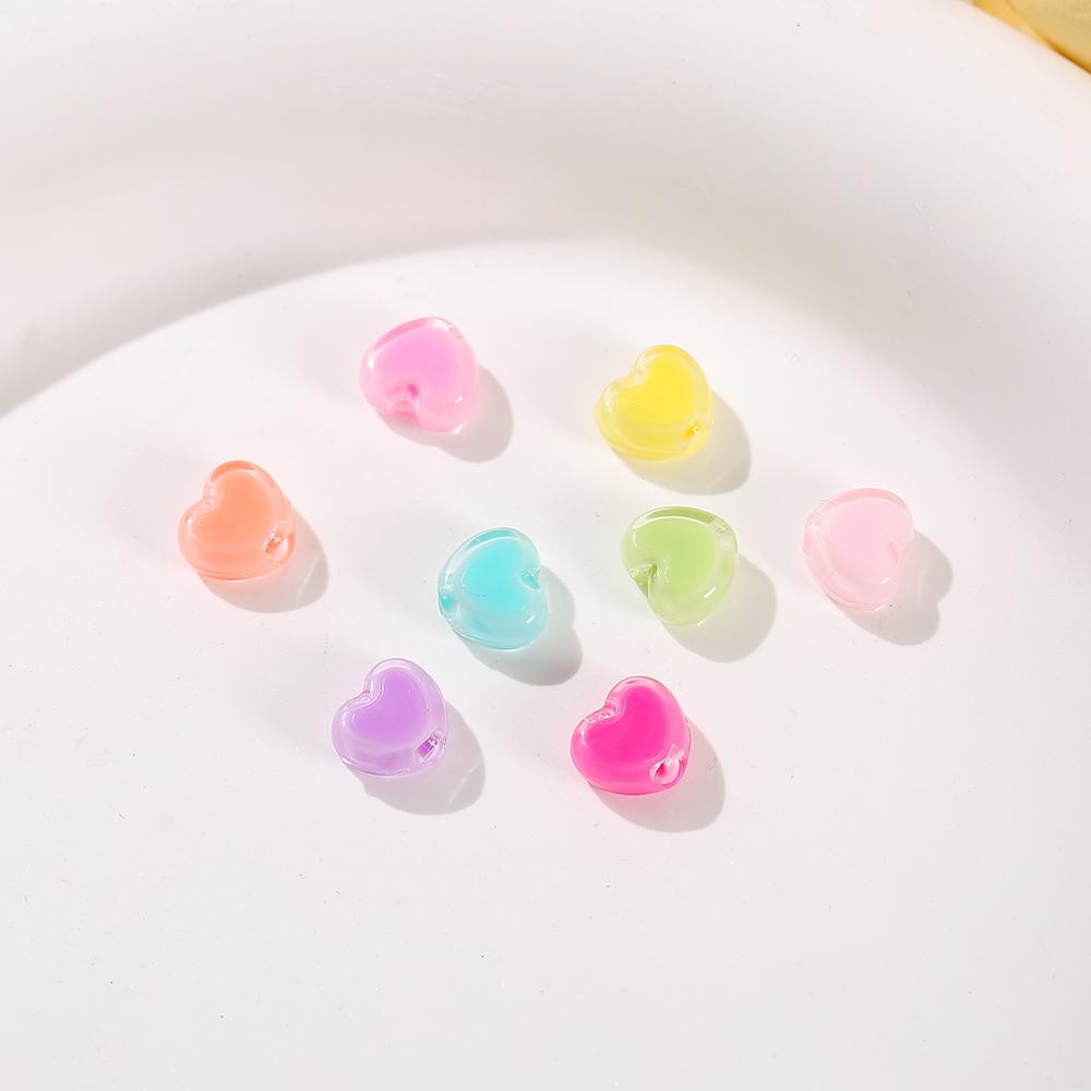 50pcs/Lot 7x8mm Acrylic Heart Beads for Jewelry Making Loose Spacer Beads DIY Necklace Bracelet Accessories Supplies